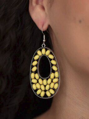 Paparazzi Jewelry Accessories - Beaded Shores - Yellow Earrings - Vintage
